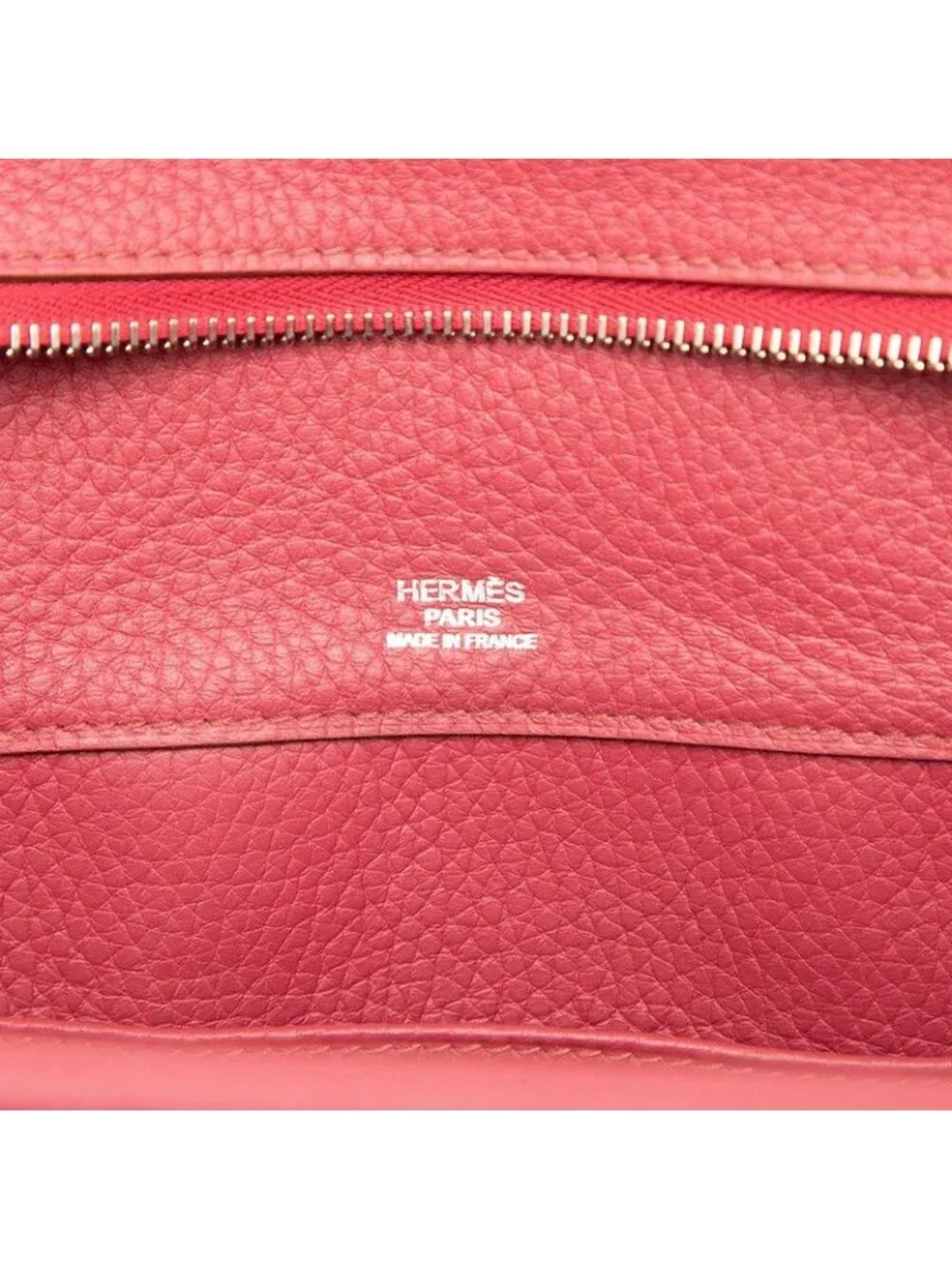 Hermes Atlas 35 Handbag Red Pink Silver Taurillon C Ence